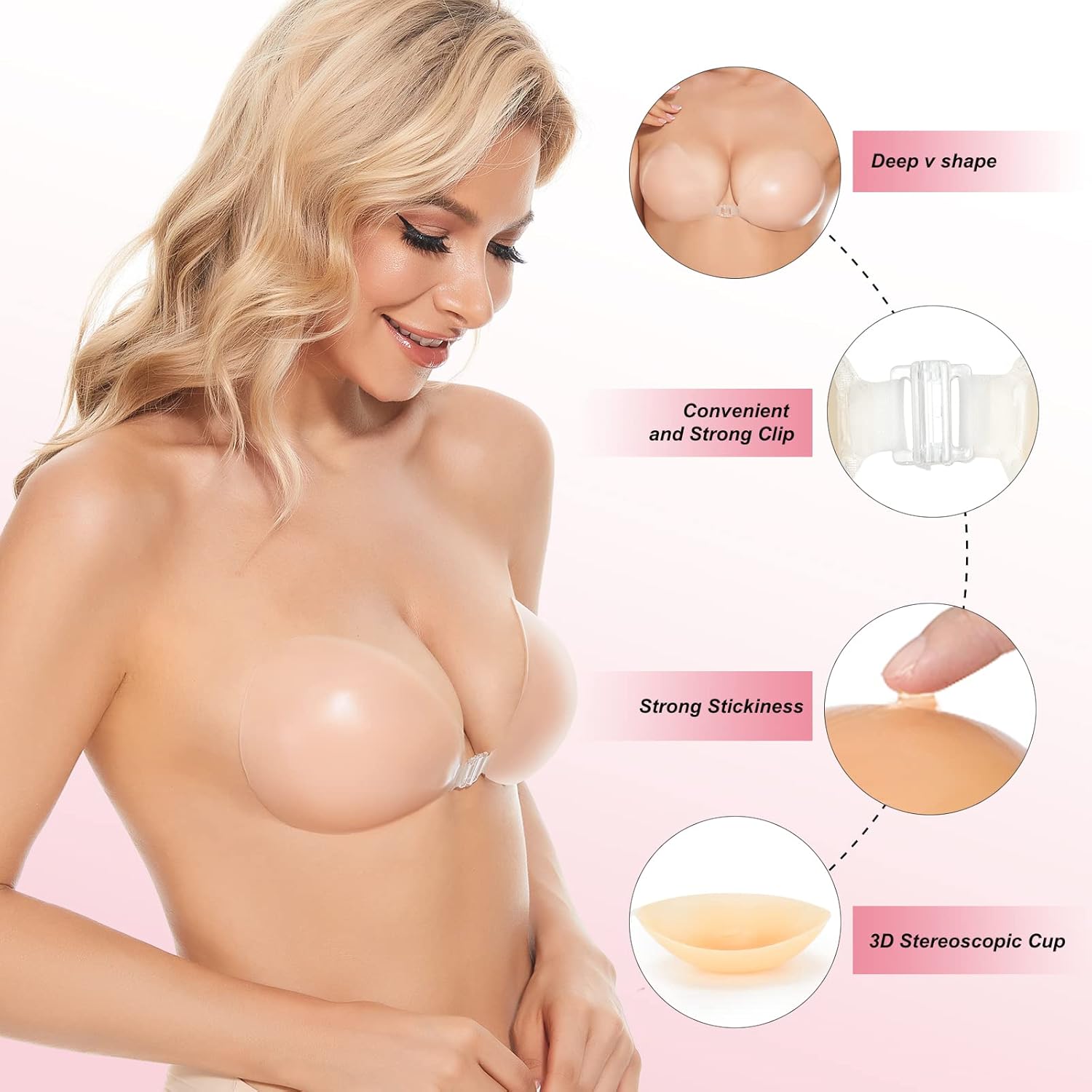 Selbstklebender Push-Up BH, un – Push Up Bra Silicone Bewertung und Preis