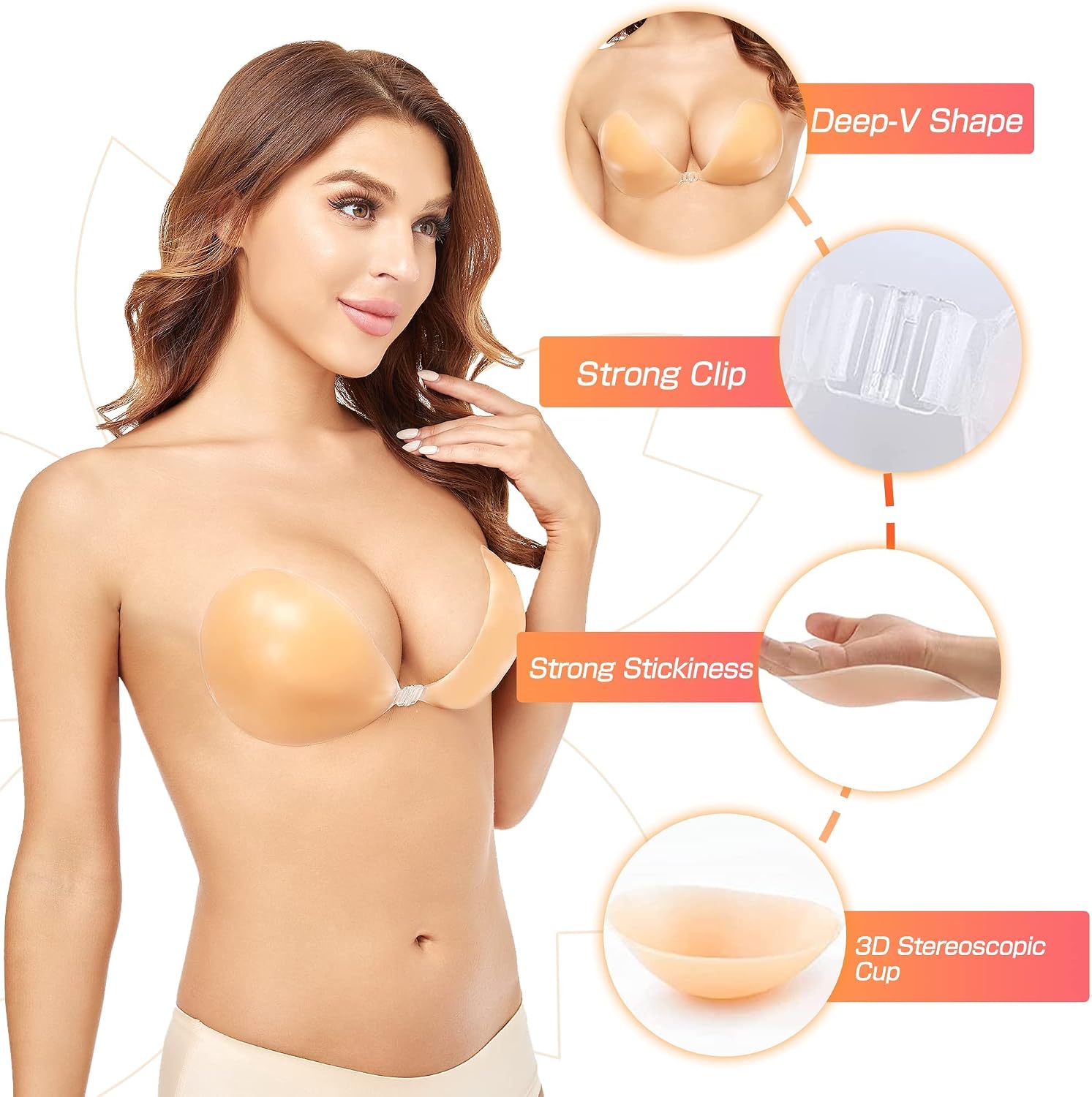Push-Up-BH ohne Bügel aus fest – Backless Bra Sticky Bewertung und Preis